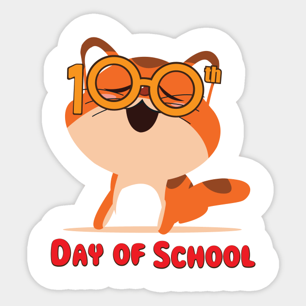 Cute Cat 100th Day Of School Gifts Sticker by macshoptee